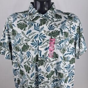 Kahuna Bay Floral Monstera Pattern grey AOP 2XL casual summer button-up shirt